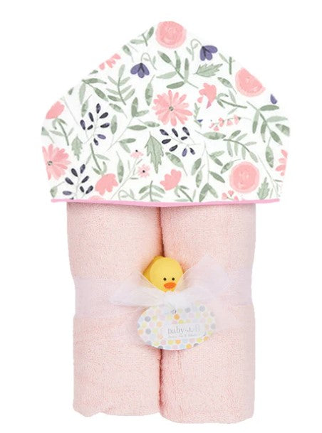 Plush Hooded Towel -Watercolor Floral